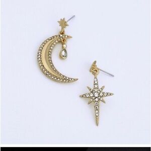 Gold star moon earrings